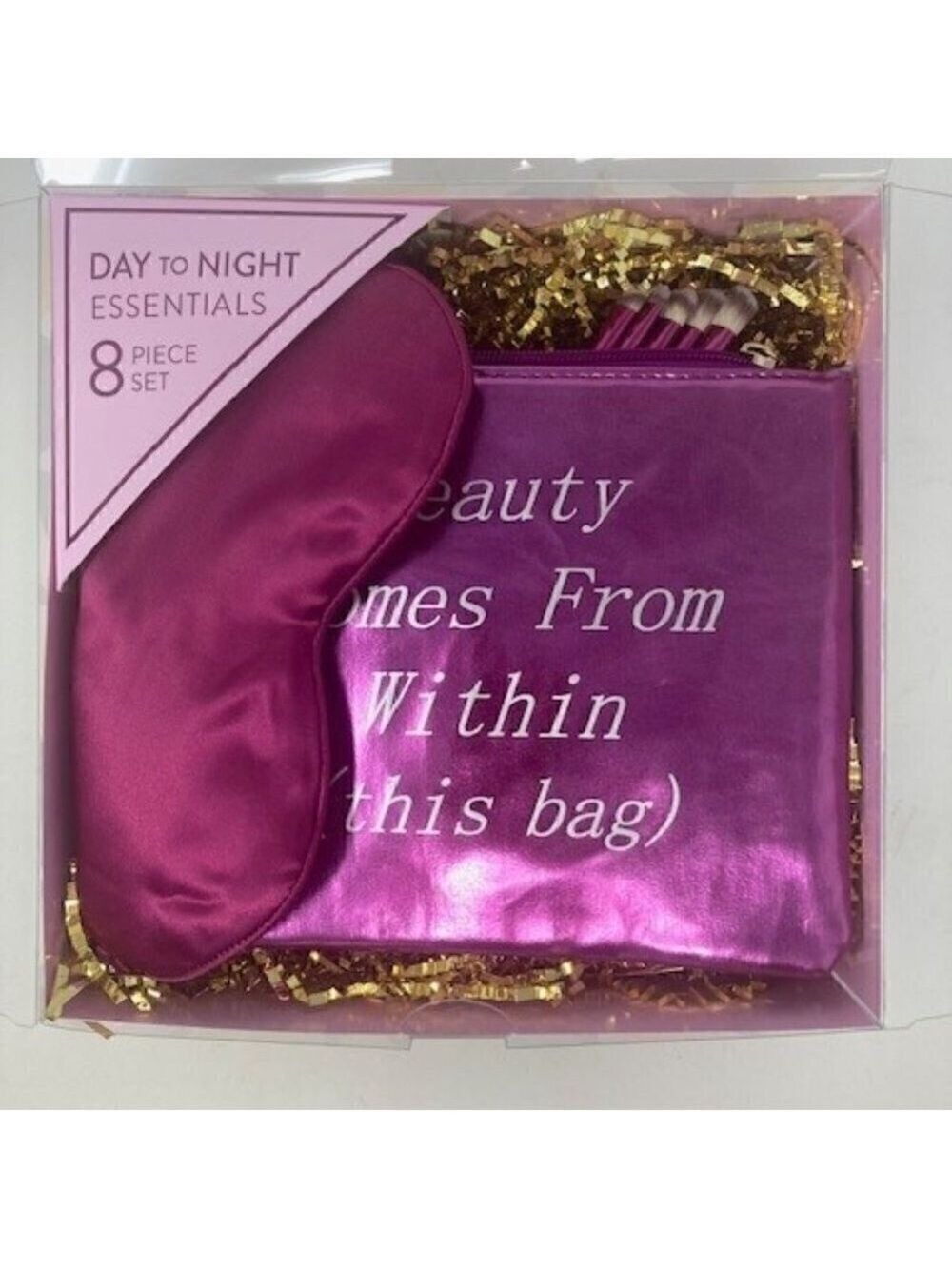 Beauty bag with 5 brushes, satin mask and ear plugs